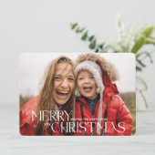 赤いクモダンリスマススノーフレークカスタム写真ホリダ シーズンカード (スタンド正面)