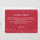 赤いクモダンリスマススノーフレークカスタム写真ホリダ シーズンカード (裏面)