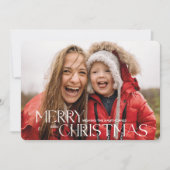 赤いクモダンリスマススノーフレークカスタム写真ホリダ シーズンカード (正面)