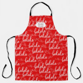 赤いクラシカルクリスマスの休日のモノグラムのエプロン エプロン (正面)