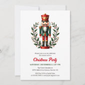 赤いクラシックくるみ割り人形をテーマにしたクリスマスパーティー 招待状 (正面)