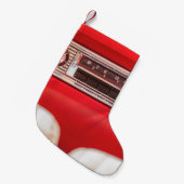 赤いクラシックの中の古い車のラジオAmerican car wi スモールクリスマスストッキング (正面 (吊り時))