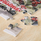 赤いクラシックロビンと水の色のクリスマスシーン ジグソーパズル (側面)