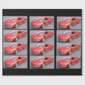 赤いクラシック割り窓レッドコルベット ラッピングペーパー (フラット)