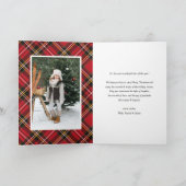 赤いクラシック格子模様の写真メリークリスマス シーズンカード (内部)