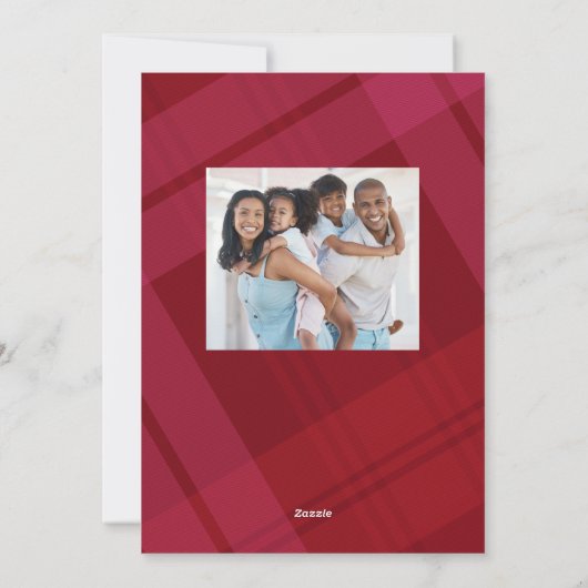 赤いクラシック格子模様シンプルのクリスマス写真 シーズンカード (裏面)