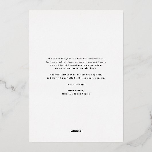 赤いクラシック格子模様メリークリスマスフォト 箔シーズンカード (裏面)