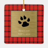 赤いクラシック格子模様 セラミックオーナメント (裏面)