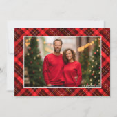 赤いクラシック格子状タータンチェッククリスマスフォト シーズンカード (正面)