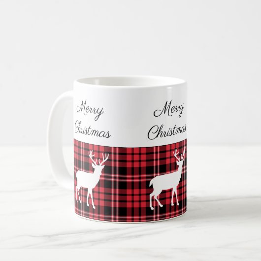 赤いクラシック格子縞の聖降誕祭 コーヒーマグカップ (正面左)