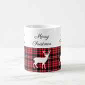赤いクラシック格子縞の聖降誕祭 コーヒーマグカップ (中央)