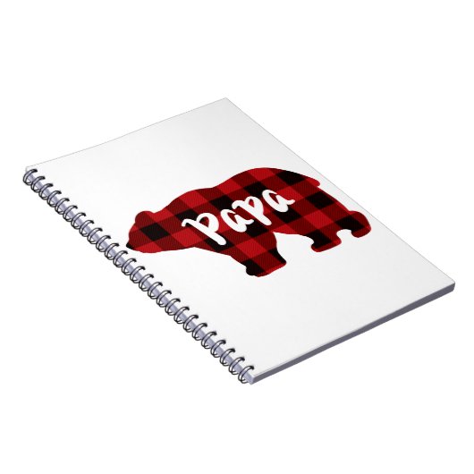 赤いクラシック黒の格子柄ポピーの熊の贈り物パパ ノートブック (右側)