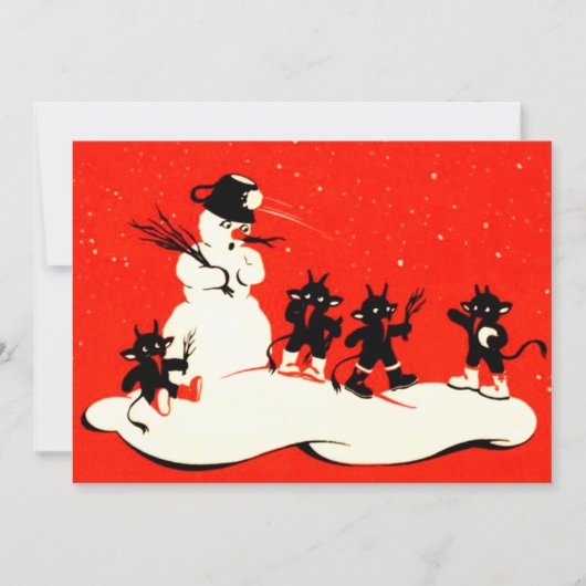 赤いクランプスの雪玉投げ雪だるま (正面)