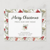 赤いクランベリーのクリスマスグリーン 新しいお家   案内ポストカード (正面)