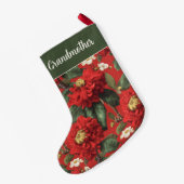 赤いクリザセメムの花名 スモールクリスマスストッキング (裏面 (吊り時))