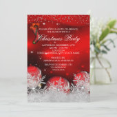 赤いクリスタル雪の結晶のクリスマスパーティー 招待状 (スタンド正面)