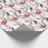 赤いクリスマスが白い馬に弓楽しいクリスマス ラッピングペーパー (角)