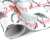 赤いクリスマスが白い馬に弓楽しいクリスマス ラッピングペーパー (ロールコーナー)