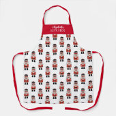 赤いクリスマスくるみ割りパターン エプロン (正面)