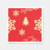 赤いクリスマスとクリームスノーフレーク スタンダードカクテルナプキン (正面)