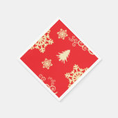 赤いクリスマスとクリームスノーフレーク スタンダードカクテルナプキン (角)