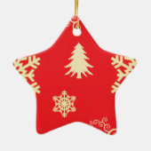 赤いクリスマスとクリームスノーフレーク セラミックオーナメント (裏面)