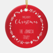 赤いクリスマスと白い離れクリスマスの装飾 セラミックオーナメント (正面)