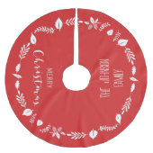 赤いクリスマスと白い離れクリスマスの装飾 ブラッシュドポリエステルツリースカート (正面)