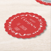 赤いクリスマスと白い離れクリスマスの装飾 ペーパーコースター (アングル)