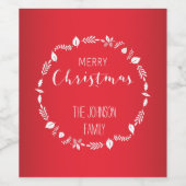 赤いクリスマスと白い離れクリスマスの装飾 ワインラベル (シングルラベル)