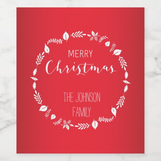 赤いクリスマスと白い離れクリスマスの装飾 ワインラベル (シングルラベル)