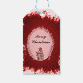 赤いクリスマスと雪だるま ギフトタグ (正面)