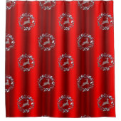 赤いクリスマスにトナカイ シャワーカーテン (正面)