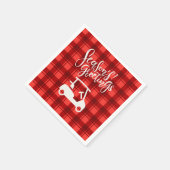 赤いクリスマスに季節の挨拶を伴うゴルフカート スタンダードカクテルナプキン (角)