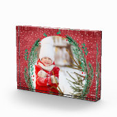 赤いクリスマスに常緑リース フォトブロック (右)