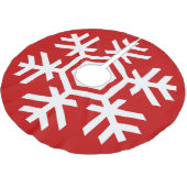 赤いクリスマスに白い雪の結晶 ブラッシュドポリエステルツリースカート (アングル)