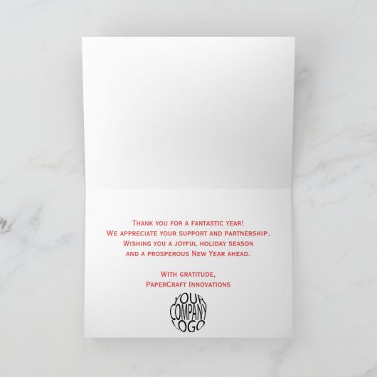 赤いクリスマスに白い雪企業の片 カード (内部)