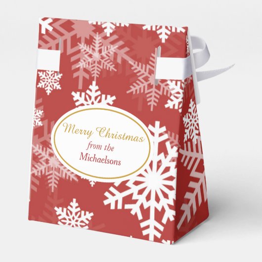 赤いクリスマスに白銀の雪の花模様 フェイバーボックス (裏面サイド)