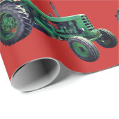 赤いクリスマスに緑の農場の追跡者  ラッピングペーパー (ロールコーナー)