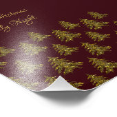 赤いクリスマスに輝く金ゴールドクリスマスツリー フォトプリント            (角)