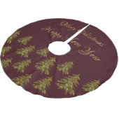 赤いクリスマスに輝く金ゴールドクリスマスツリー ブラッシュドポリエステルツリースカート (アングル)