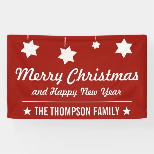 赤いクリスマスのお祝いに メリークリスマス&良いお年を 横断幕 (横)