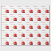 赤いクリスマスのオーナメントのクリスマスの包装紙 ラッピングペーパー (フラット)