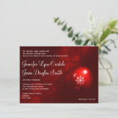 赤いクリスマスのオーナメントの休日の結婚式招待状 招待状 (スタンド正面)