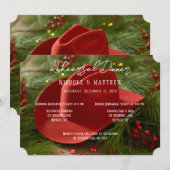 赤いクリスマスのカウボーイハット　リハーサルディナー 招待状 (正面/裏面)