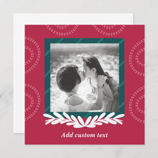 赤いクリスマスのカスタマイズ可能な写真エレガントカード 招待状 (正面/裏面)