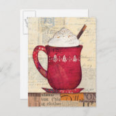 赤いクリスマスのコップ シーズンポストカード (正面/裏面)