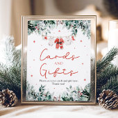 赤いクリスマスのサンタベイビーシャワーのカードとギフト ポスター