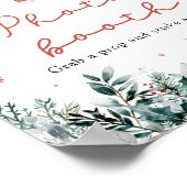 赤いクリスマスのサンタベイビーシャワーの写真撮影看板 ポスター (角)