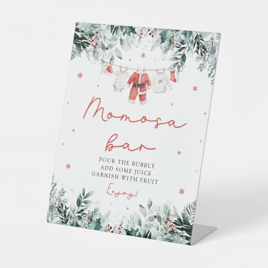 赤いクリスマスのサンタベイビー服 モモサバーの看板 台座サイン (正面)